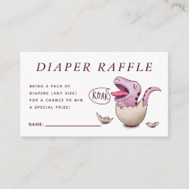 Schattige Roze Dinosaurus Baby shower Luier Raffle Informatiekaartje