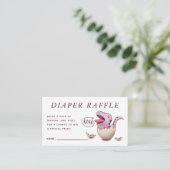 Schattige Roze Dinosaurus Baby shower Luier Raffle Informatiekaartje (Staand voorkant)
