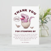 Schattige roze dinosaurus Baby shower T-Rex Bedankkaart (Staand voorkant)