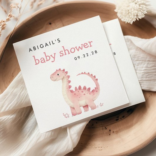 Schattige roze dinosaurus meisje Baby shower Servet