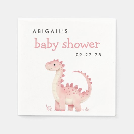 Schattige roze dinosaurus meisje Baby shower Servet (Voorkant)