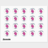 Schattige Roze Dinosaurus Polkadot Verjaardag Stic Ronde Sticker (Vel)