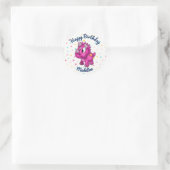 Schattige Roze Dinosaurus Polkadot Verjaardag Stic Ronde Sticker (Tas)