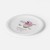 Schattige Roze Dinosaurus ROAR Baby shower Papieren Bordje (Gekanteld)
