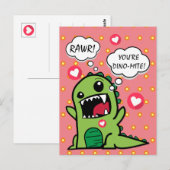 Schattige Roze Dinosaurussen Dino Mite Kinderen Ha Briefkaart (Voorkant / Achterkant)