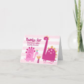 Schattige Roze Dinosaurussen Kawaii Whimsical Meis Bedankkaart (Voorkant)