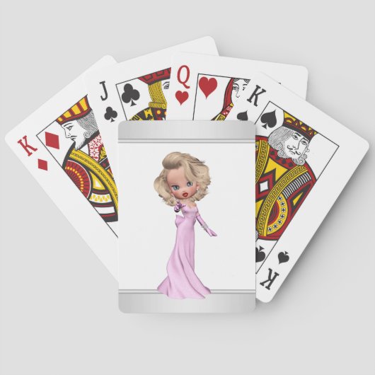Schattige Roze Diva Pokerkaarten (Achterkant)