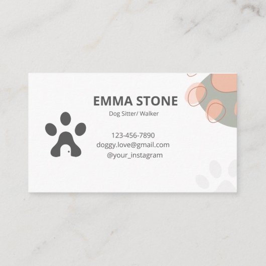 Schattige Roze Dog Sitter Pet Store Visitekaartje (Achterkant)