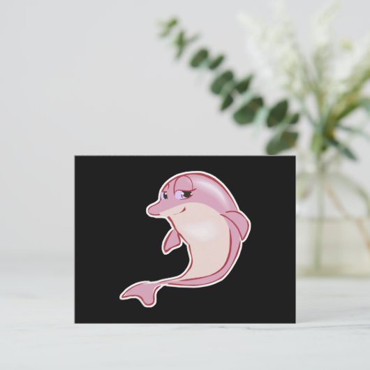 schattige roze dolfijn briefkaart (Staand voorkant)