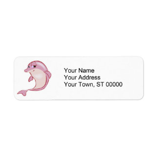schattige roze dolfijn etiket