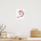 schattige roze dolfijn poster (Keuken)