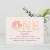 Schattige Roze Donut Een Strooi 1e Verjaardag Kaart (Staand voorkant)