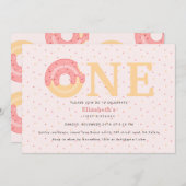 Schattige Roze Donut Een Strooi 1e Verjaardag Kaart (Voorkant / Achterkant)