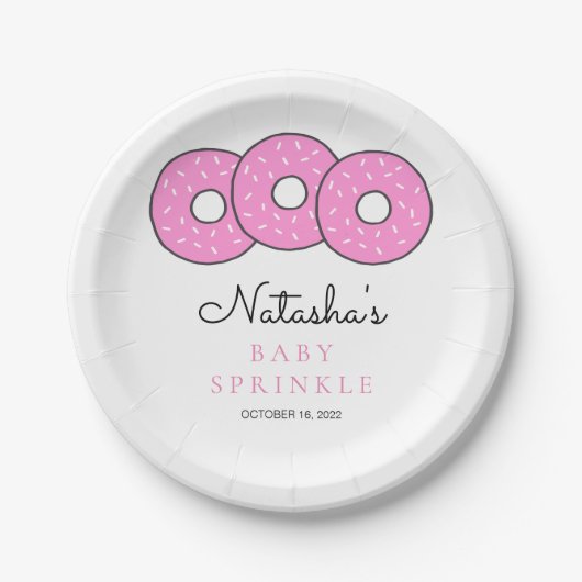 Schattige Roze Donuts Baby Sprinkle Shower Papieren Bordje (Voorkant)