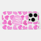 Schattige Roze Doodled Heart Valentijnsdag Monogra Case-Mate iPhone Case (Achterkant (horizontaal))