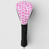 Schattige Roze Doodled Heart Valentijnsdag Monogra Golfheadcover (Voorkant)