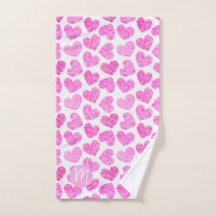 Schattige Roze Doodled Heart Valentijnsdag Monogra