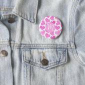 Schattige Roze Doodled Heart Valentijnsdag Monogra Ronde Button 5,7 Cm (In situ)