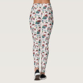 Schattige Roze Dorp & Autoboom Retro Kerstmis Leggings (Achterkant)