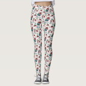 Schattige Roze Dorp & Autoboom Retro Kerstmis Leggings (Voorkant)