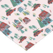 Schattige roze dorpspatroon kerst korte tafelloper (Hoek)