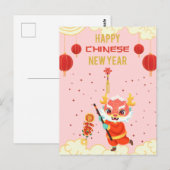 Schattige Roze Draak Chinees Nieuwjaar 2024 Briefk Briefkaart (Voorkant / Achterkant)