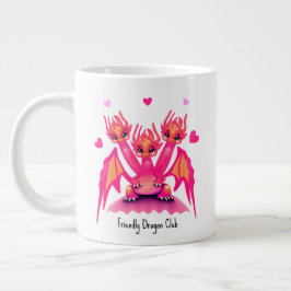 Schattige roze draken grote koffiekop