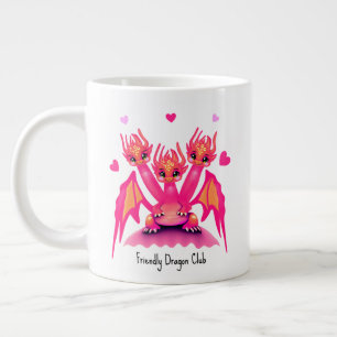 Schattige roze draken grote koffiekop