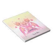 Schattige roze draken notitieblok (Schuin)
