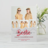 Schattige Roze Drip Happy Galentines dag bestie Fo Feestdagenkaart (Staand voorkant)