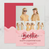 Schattige Roze Drip Happy Galentines dag bestie Fo Feestdagenkaart (Voorkant / Achterkant)