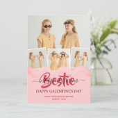 Schattige Roze Drip Happy Galentines dag bestie Fo Feestdagenkaart (Staand voorkant)