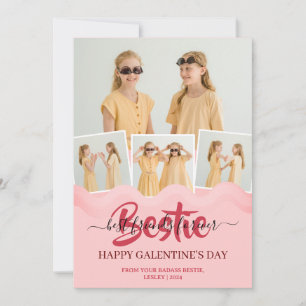 Schattige Roze Drip Happy Galentines dag bestie Fo Feestdagenkaart