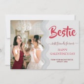 Schattige Roze Drip Happy Galentines dag bestie Fo Feestdagenkaart (Voorkant)