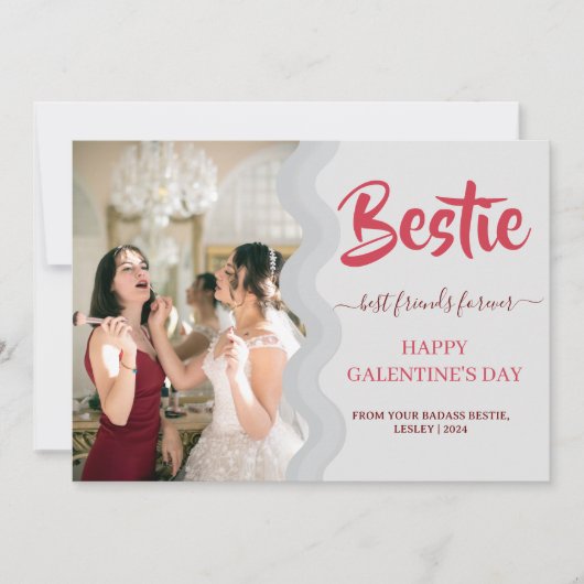 Schattige Roze Drip Happy Galentines dag bestie Fo Feestdagenkaart (Voorkant)