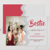 Schattige Roze Drip Happy Galentines dag bestie Fo Feestdagenkaart (Voorkant / Achterkant)