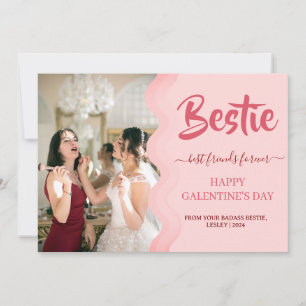 Schattige Roze Drip Happy Galentines dag bestie Fo Feestdagenkaart
