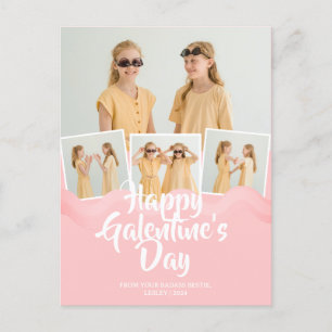 Schattige Roze Drip Happy Galentines dag bestie Fo Feestdagenkaart