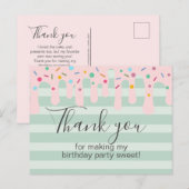 Schattige Roze Drip Strooi Verjaardags Bedankt Briefkaart (Voorkant / Achterkant)