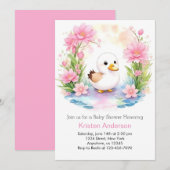 Schattige roze eend meisje Baby shower Kaart (Voorkant / Achterkant)