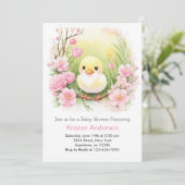 Schattige roze eendje weide meisje Baby shower Kaart (Staand voorkant)