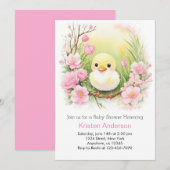 Schattige roze eendje weide meisje Baby shower Kaart (Voorkant / Achterkant)