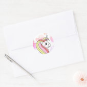 Schattige Roze Eenhoorn Bubbles Meisje Ronde Sticker (Envelop)