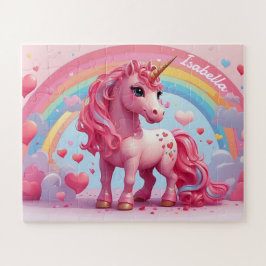 Schattige Roze Eenhoorn Gepersonaliseerde Kinder Legpuzzel