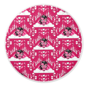 Schattige roze eenhoorn land en kasteel keramische knop