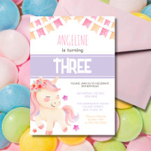 Schattige roze eenhoorn meisje verjaardag