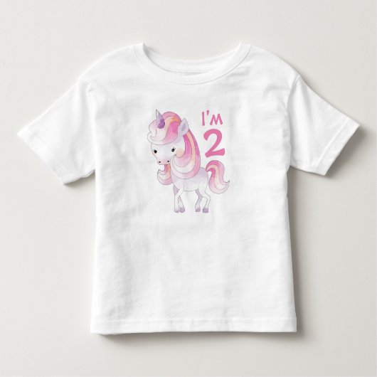 Schattige Roze Eenhoorn met Leeftijd van het Kind Kinder Shirts (Voorkant)