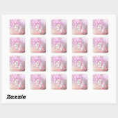 Schattige Roze Eenhoorn Stardust Verjaardag Baby s Vierkante Sticker (Vel)