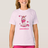 Schattige Roze Eenhoorn Verjaardags Meisje Outfit T-shirt (Voorkant)