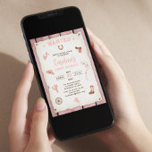 Schattige Roze Eerste Rodeo Baby Meisje 1e Verjaar Kaart